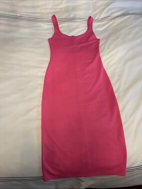 Zara Hot Pink Ribbed Tank Midi Dress